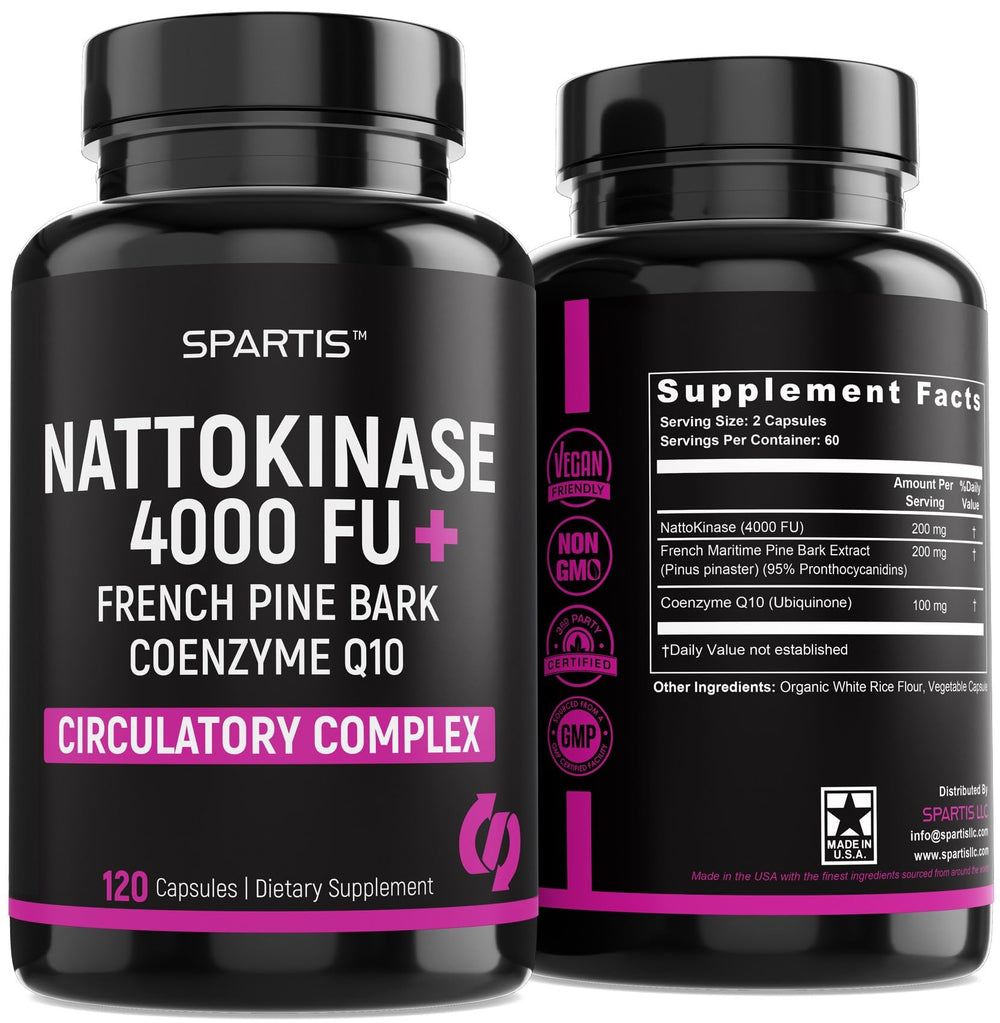 SPARTIS nattokinase bottle pour for circulatory wellness