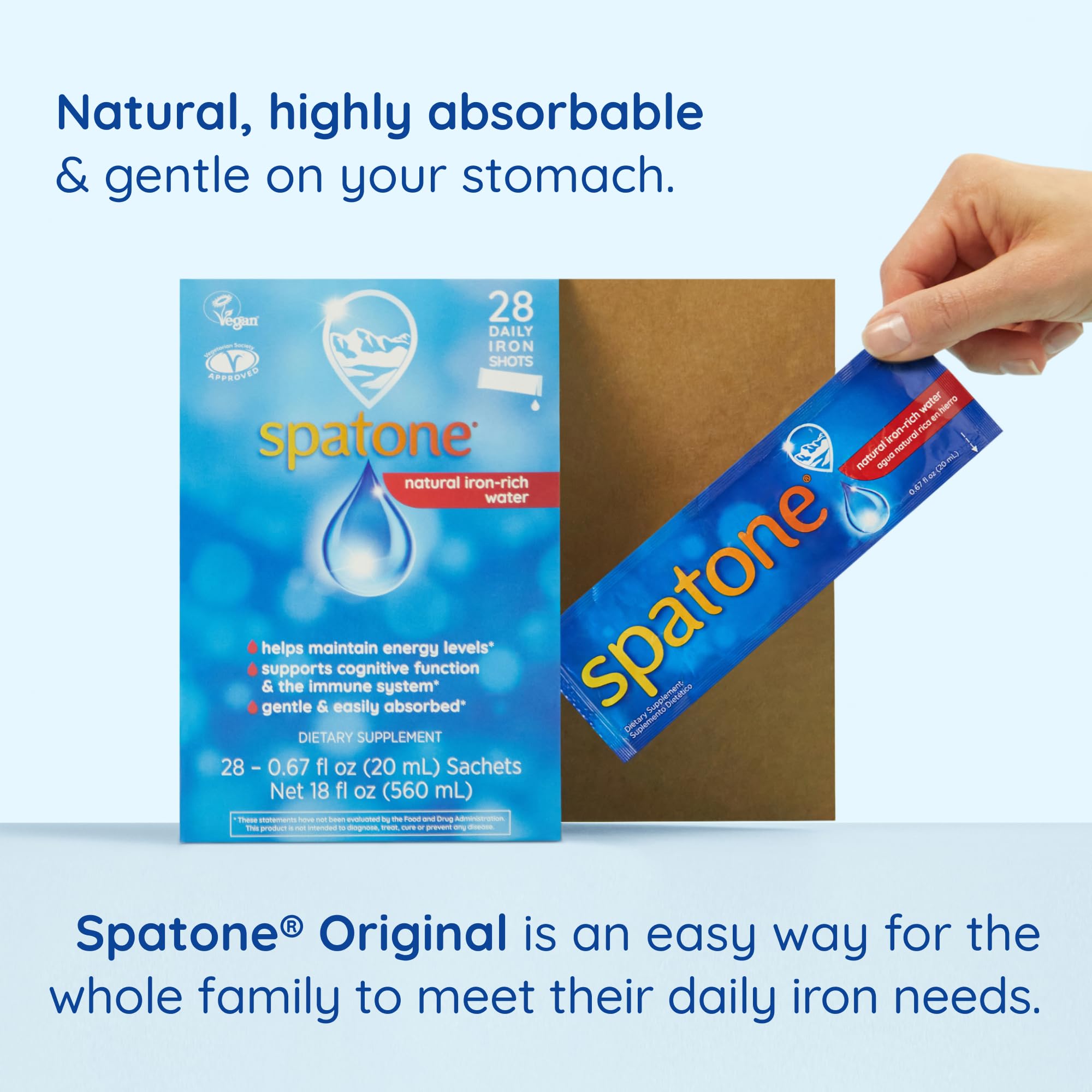 Spatone kids 4+ friendly iron supports growing bodies.
