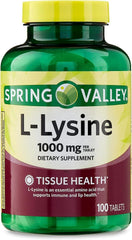 SPEC Lysine tablet per serving beside bottle highlights daily dosage for immune wellness.