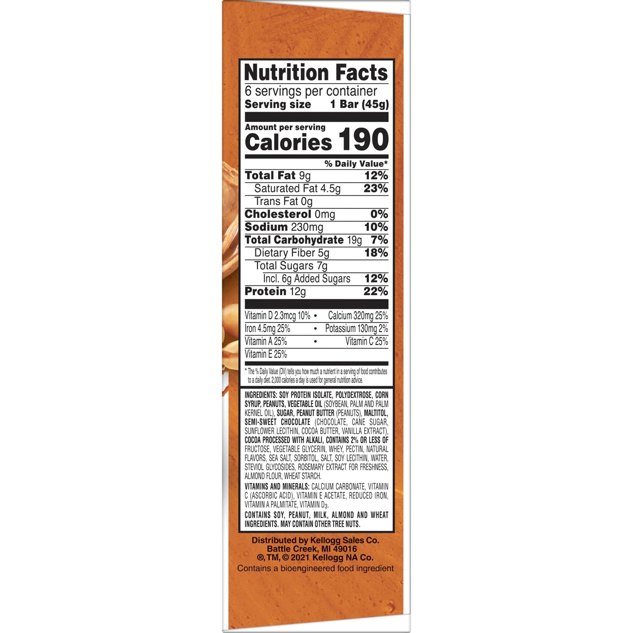 Close-up of a chocolate peanut butter Special K bar