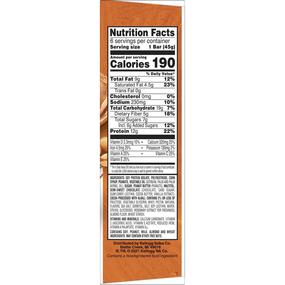 Close-up of a chocolate peanut butter Special K bar