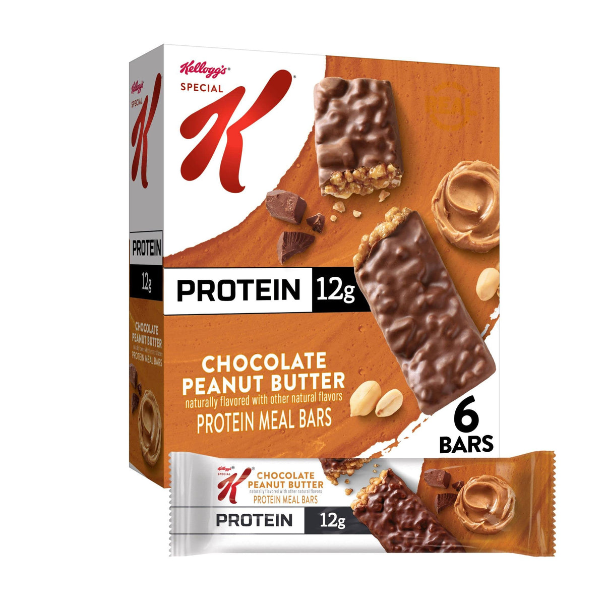 Special K chocolate peanut butter meal bar packaging front display