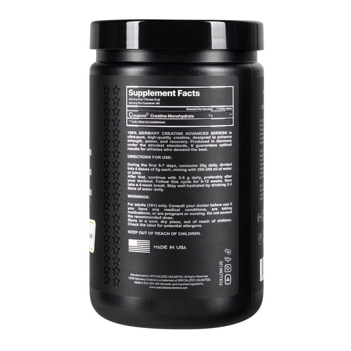 Specialized Unlimited Creatine monohydrate scoop for consistent daily servings.