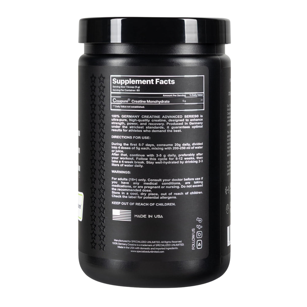 Specialized Unlimited Creatine monohydrate scoop for consistent daily servings.