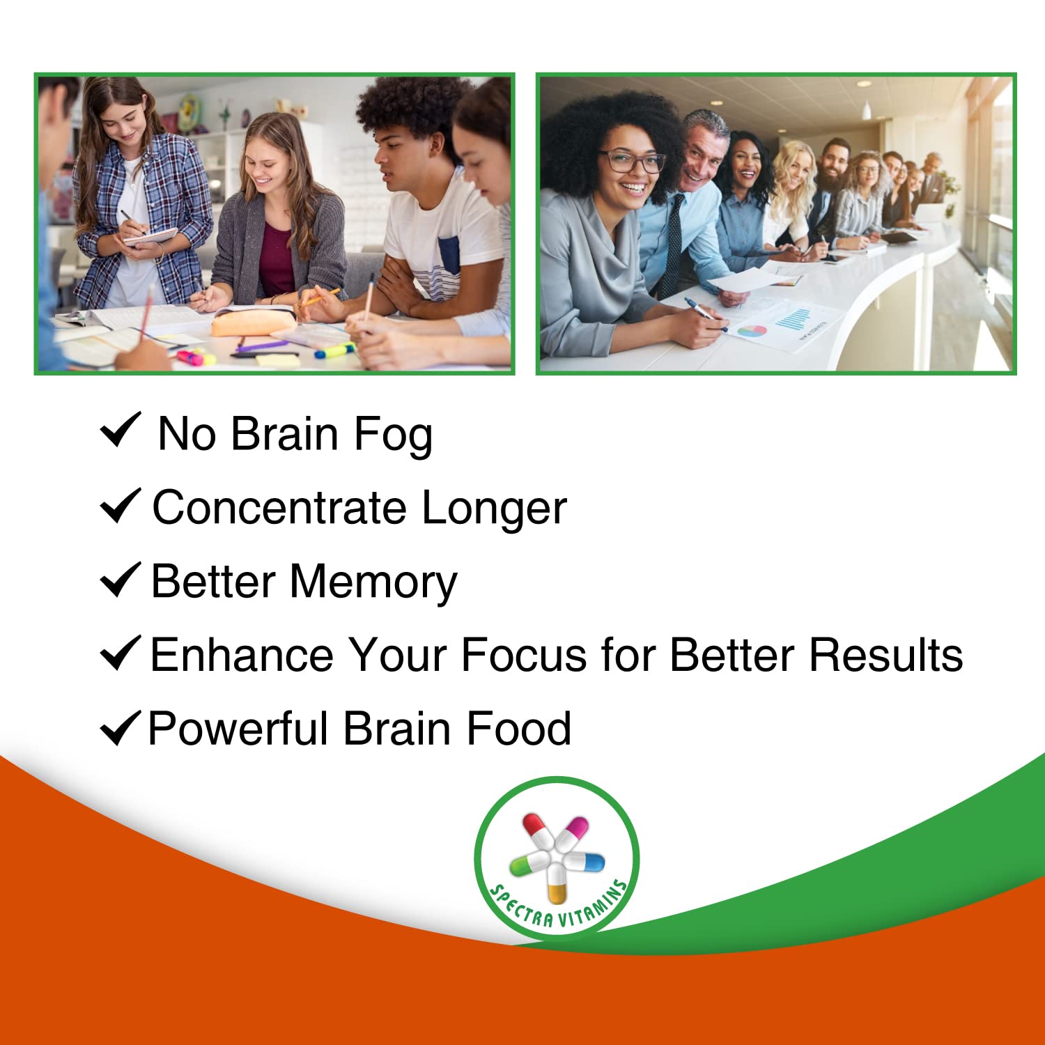 Spectra Vitamins Brain Power ingredients scene features Bilberry and Rosemary for neural support.