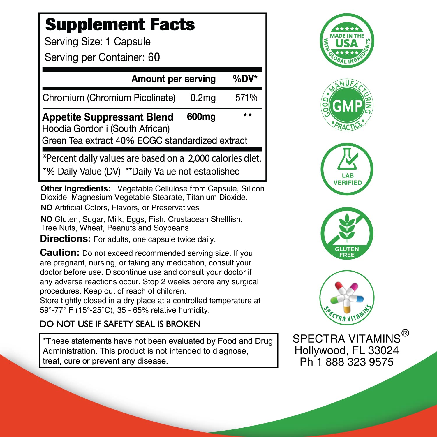 Spectra Vitamins ingredient list label highlighting natural extracts and vitamins