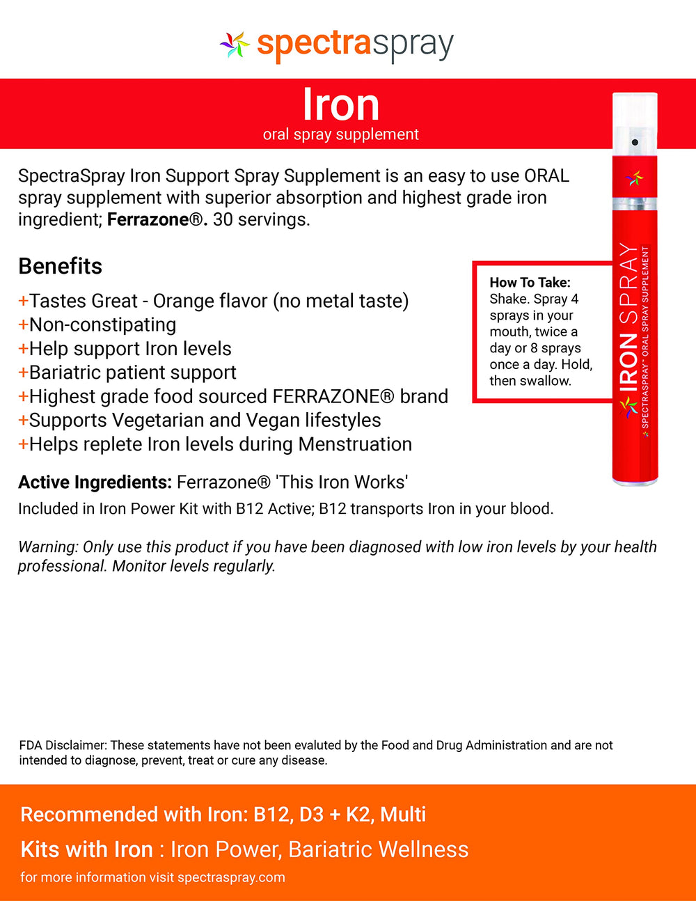 SpectraSpray Iron spray bottle front view