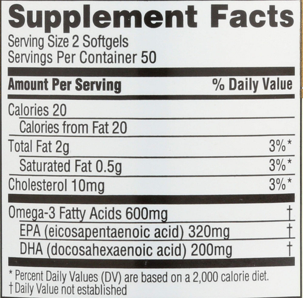 Spectrum Essentials Fish Oil label closeup showing GOED-certified sustainable sourcing