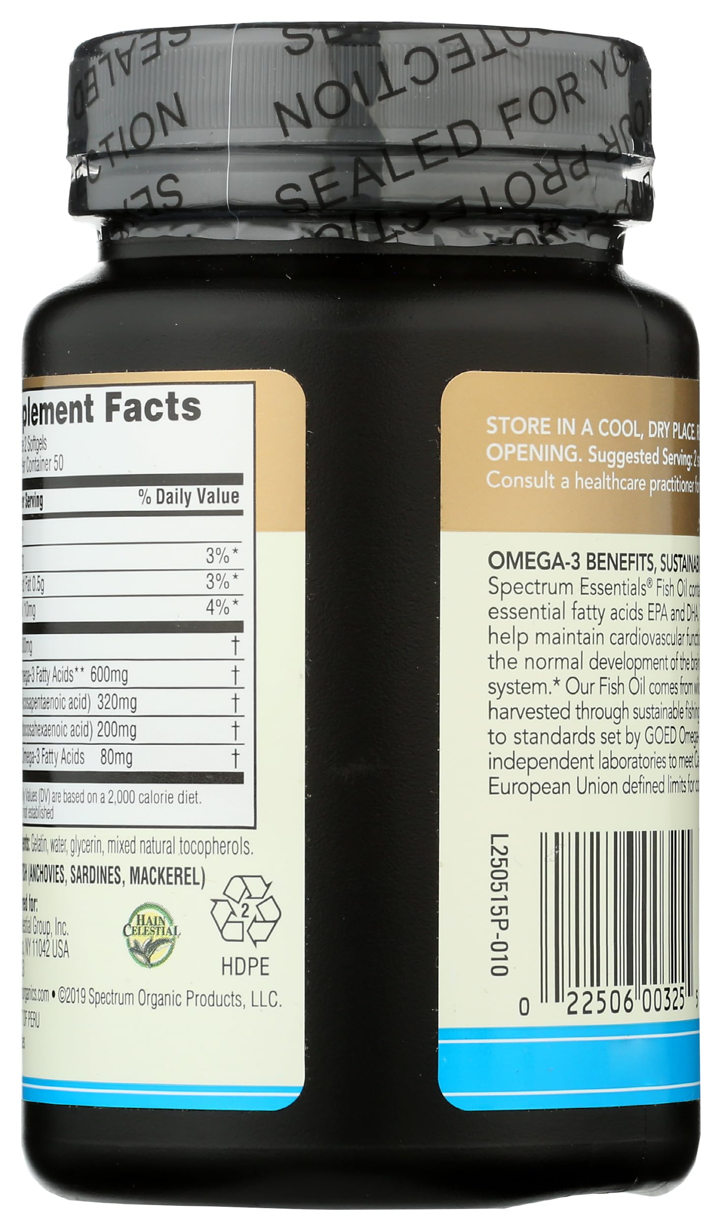Spectrum Essentials Fish Oil omega-3 capsules highlighting EPA and DHA for wellness