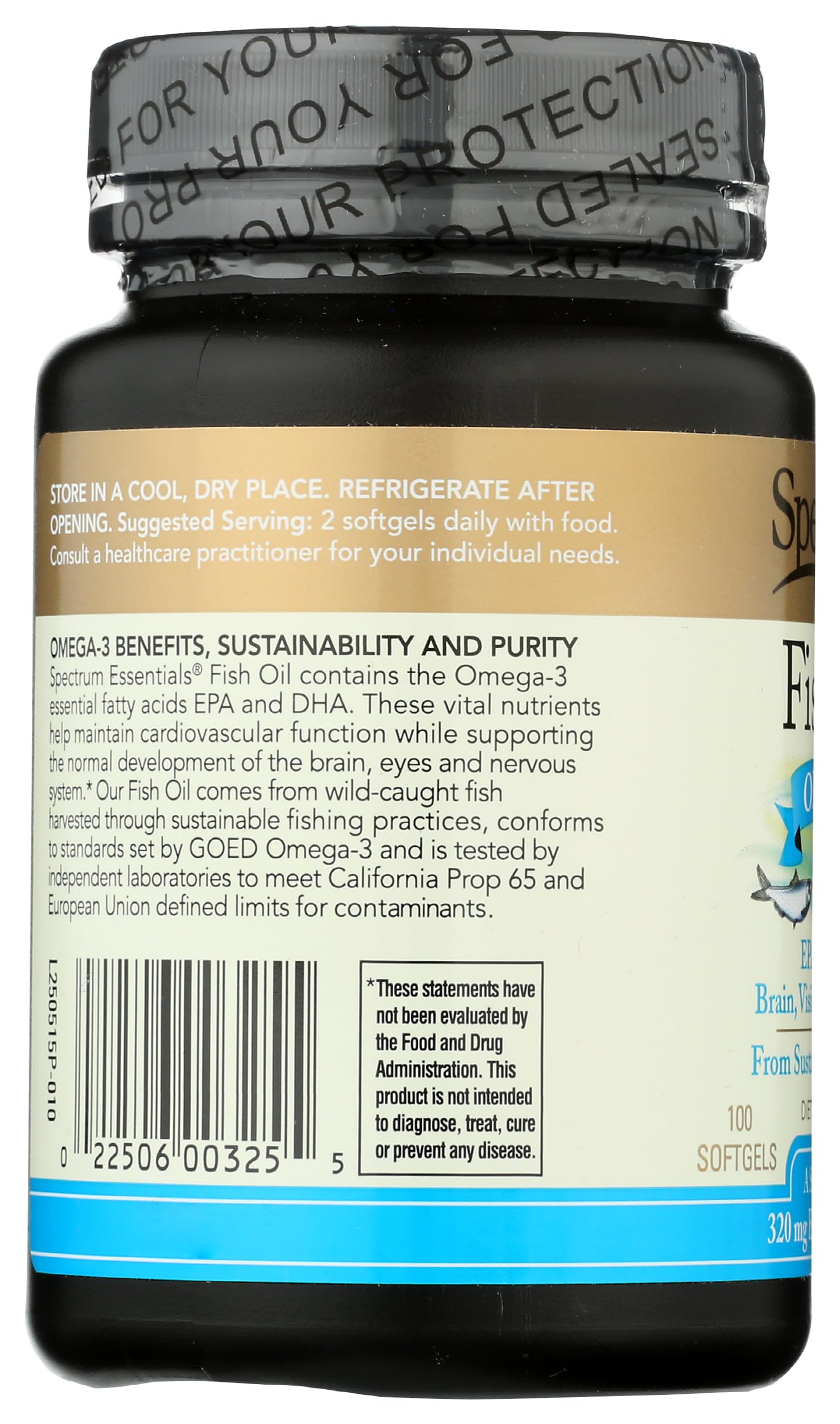 Spectrum Essentials Fish Oil sustainability icon highlights sustainable fishing practices