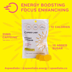 Speed Labs gummies close-up highlighting texture and caffeine boost.