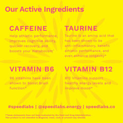 Speed Labs per-piece nutrition panel showing 25 mg caffeine.