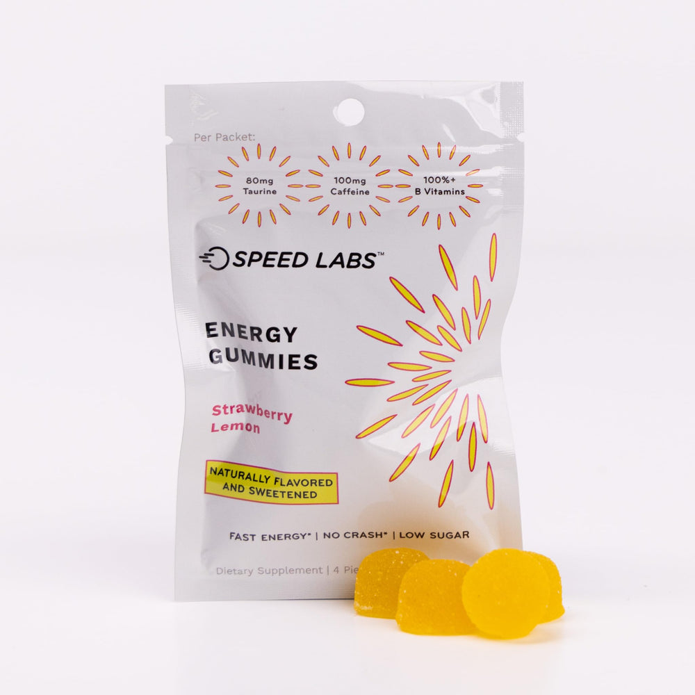 Speed Labs branding with energy-focused visuals and clean label.