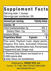 SpeedyVite Colon Detox powder with scoop, signaling convenient daily cleansing support.