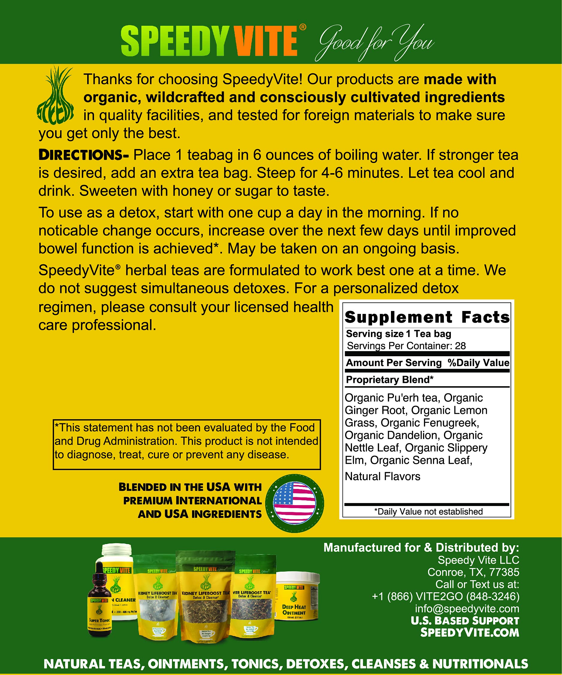 SpeedyVite Colon LifeBoost Tea cup steeping with lemongrass notes for a refreshing cleanse.
