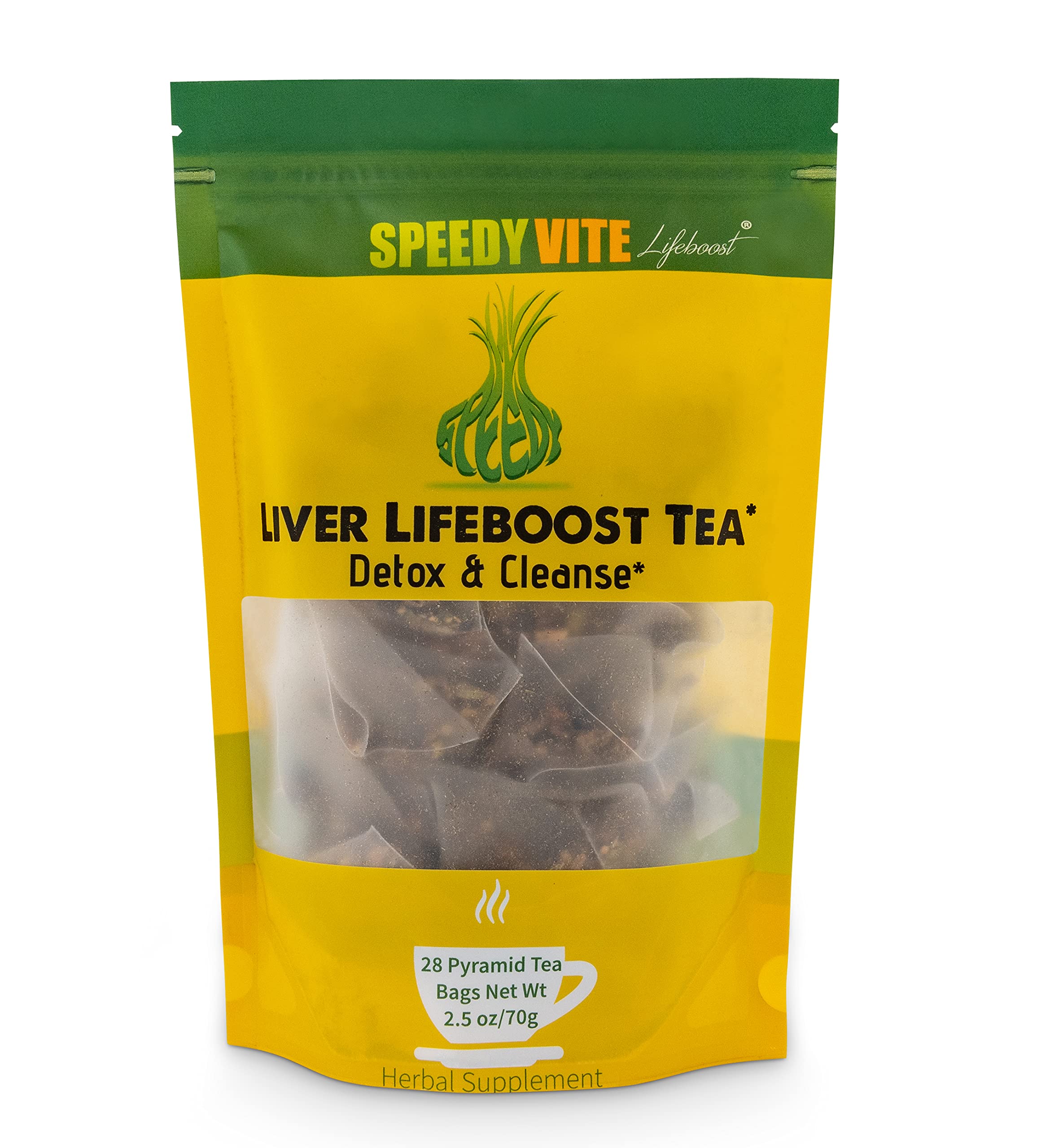 SpeedyVite Liver Detox Tea pack with 28 organic bags for daily liver and gallbladder support.