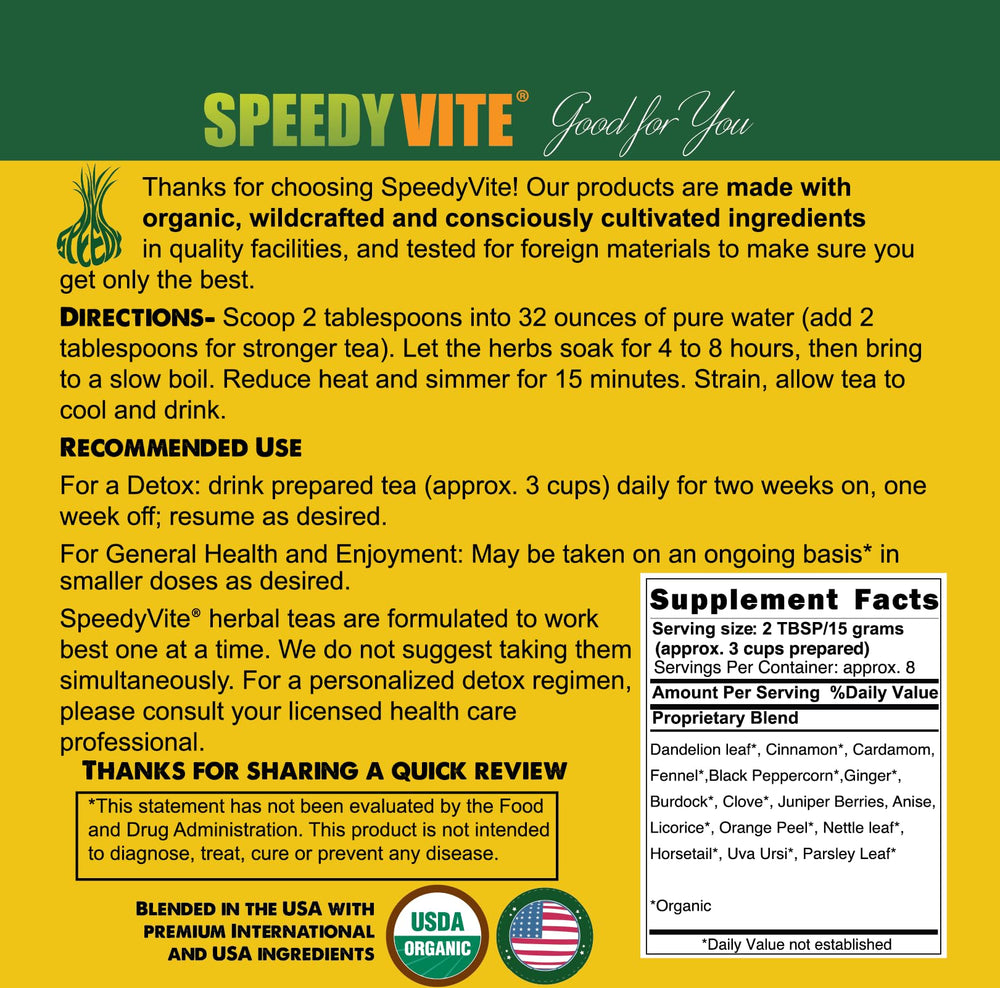 SpeedyVite Liver Detox Tea roasted dandelion image emphasizes a detox-friendly ingredient.