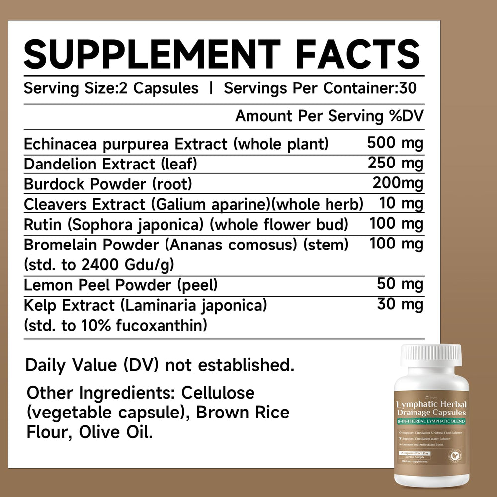 SpenHerb Lymphatic Drainage Capsules product image focusing on balance and wellness.