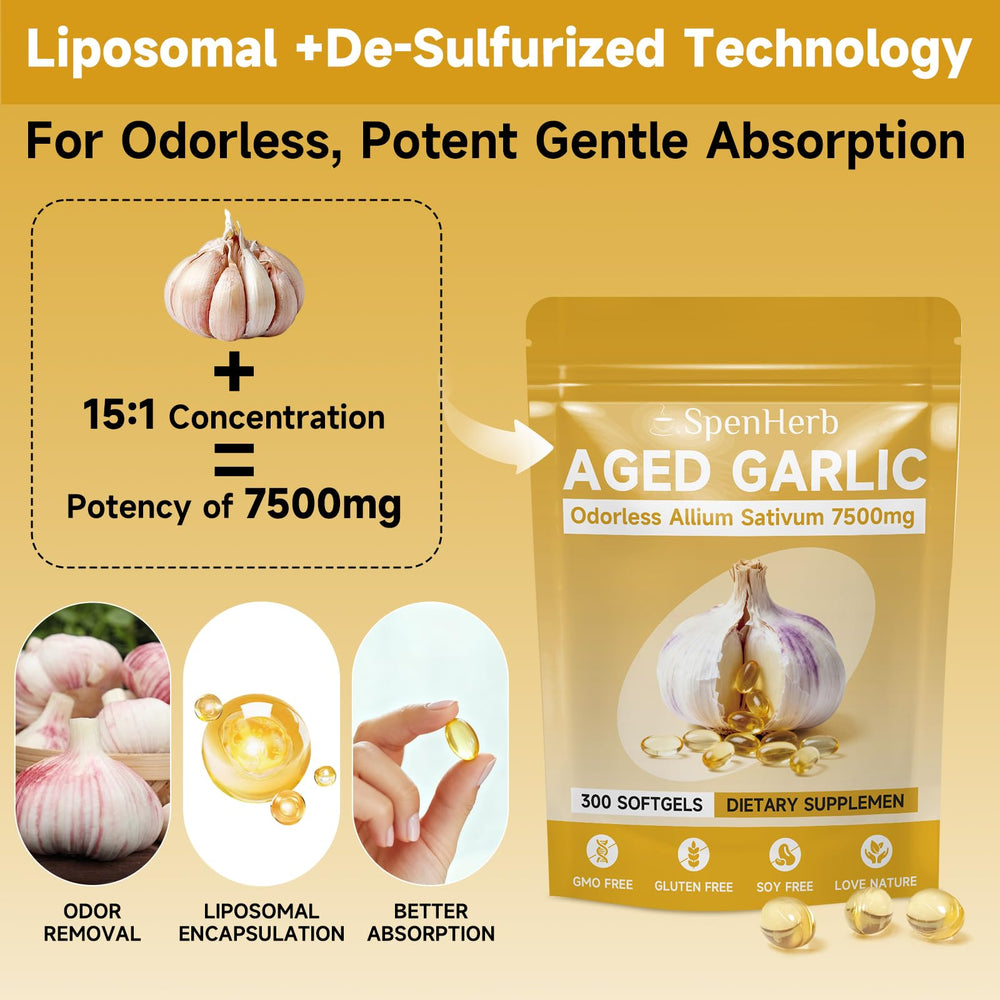 SpenHerb odorless garlic softgels in packaging for convenient daily use.