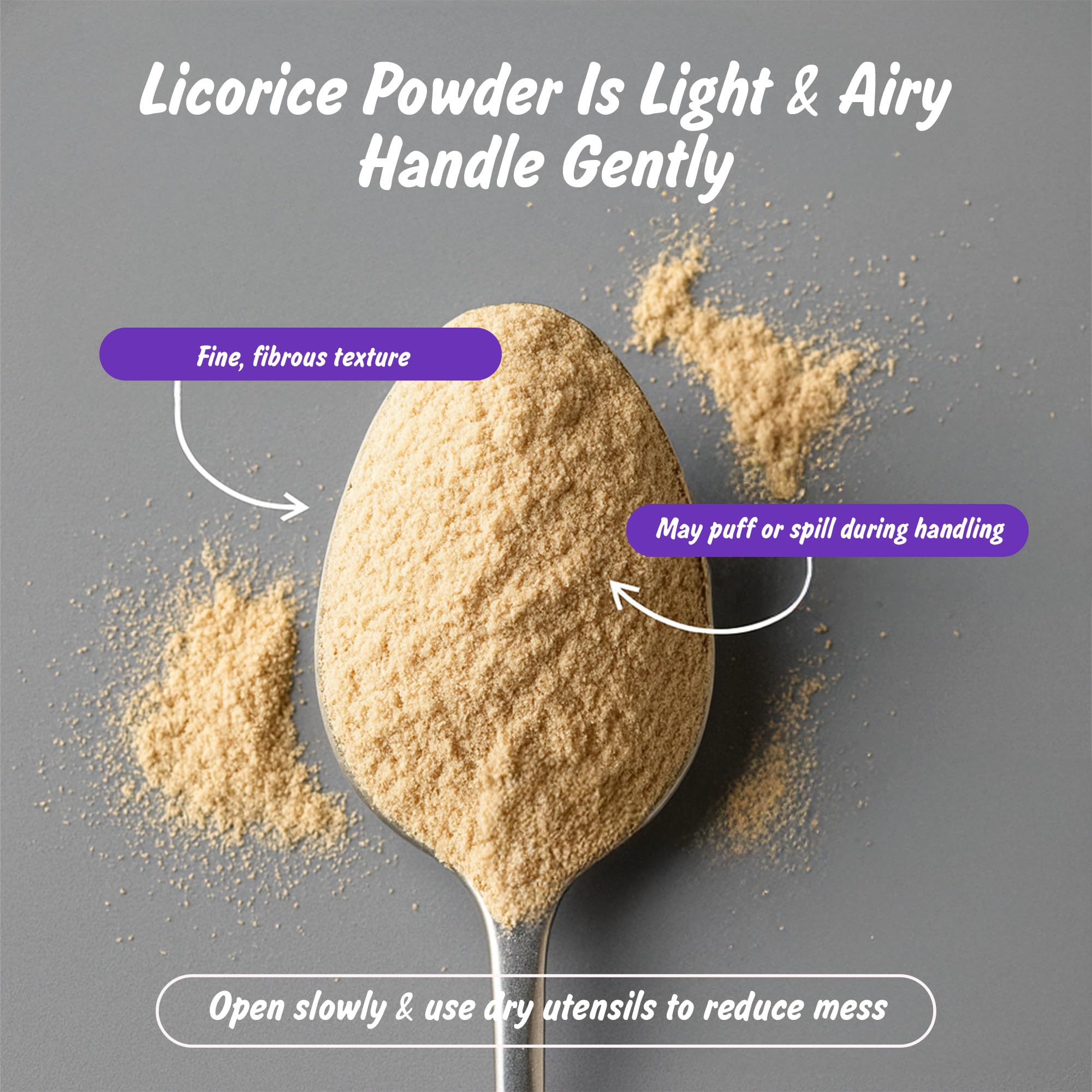 Spice Profile licorice root powder resealable pouch preserves freshness.