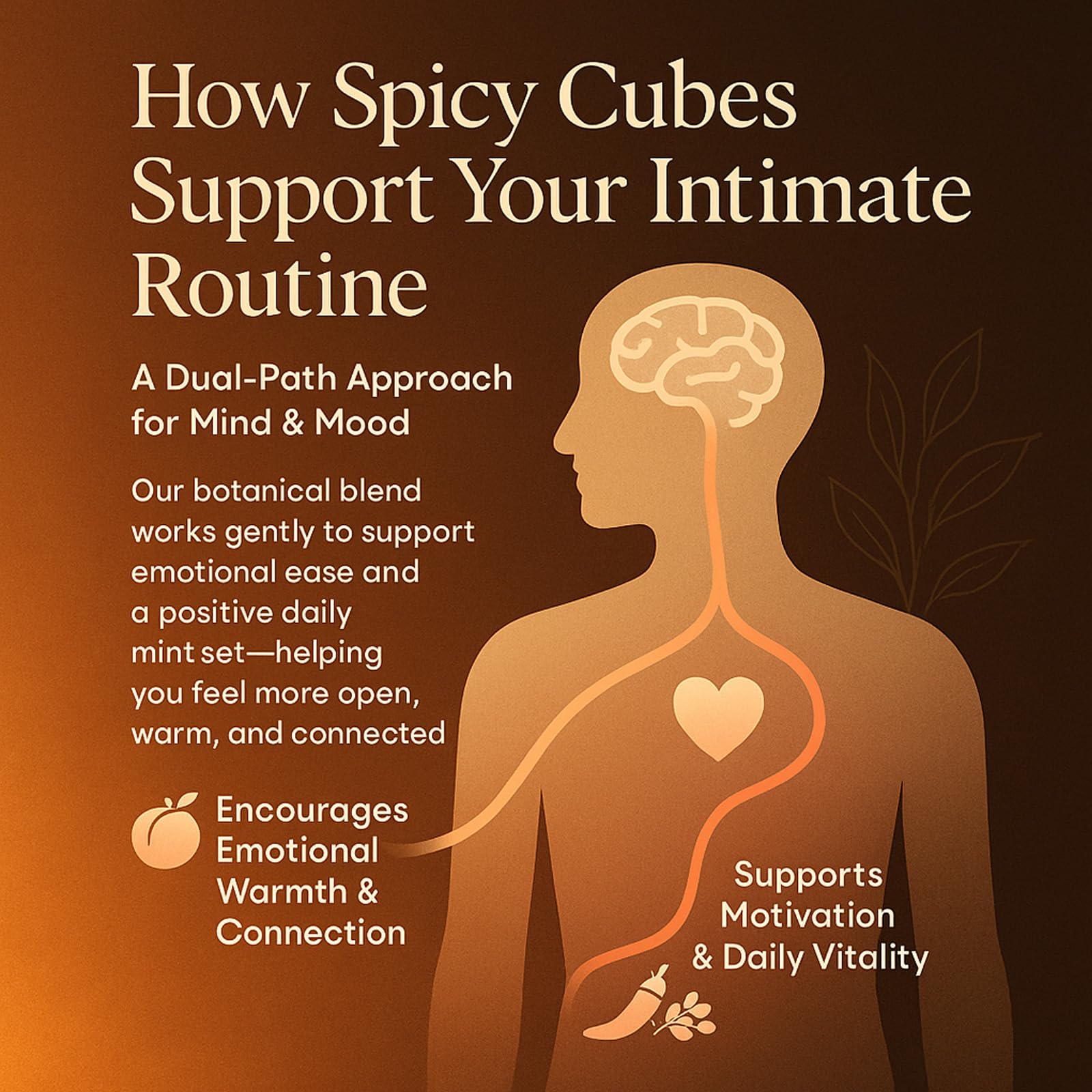 SPICY CUBES daily wellness routine shown with gummies and a glass jar.