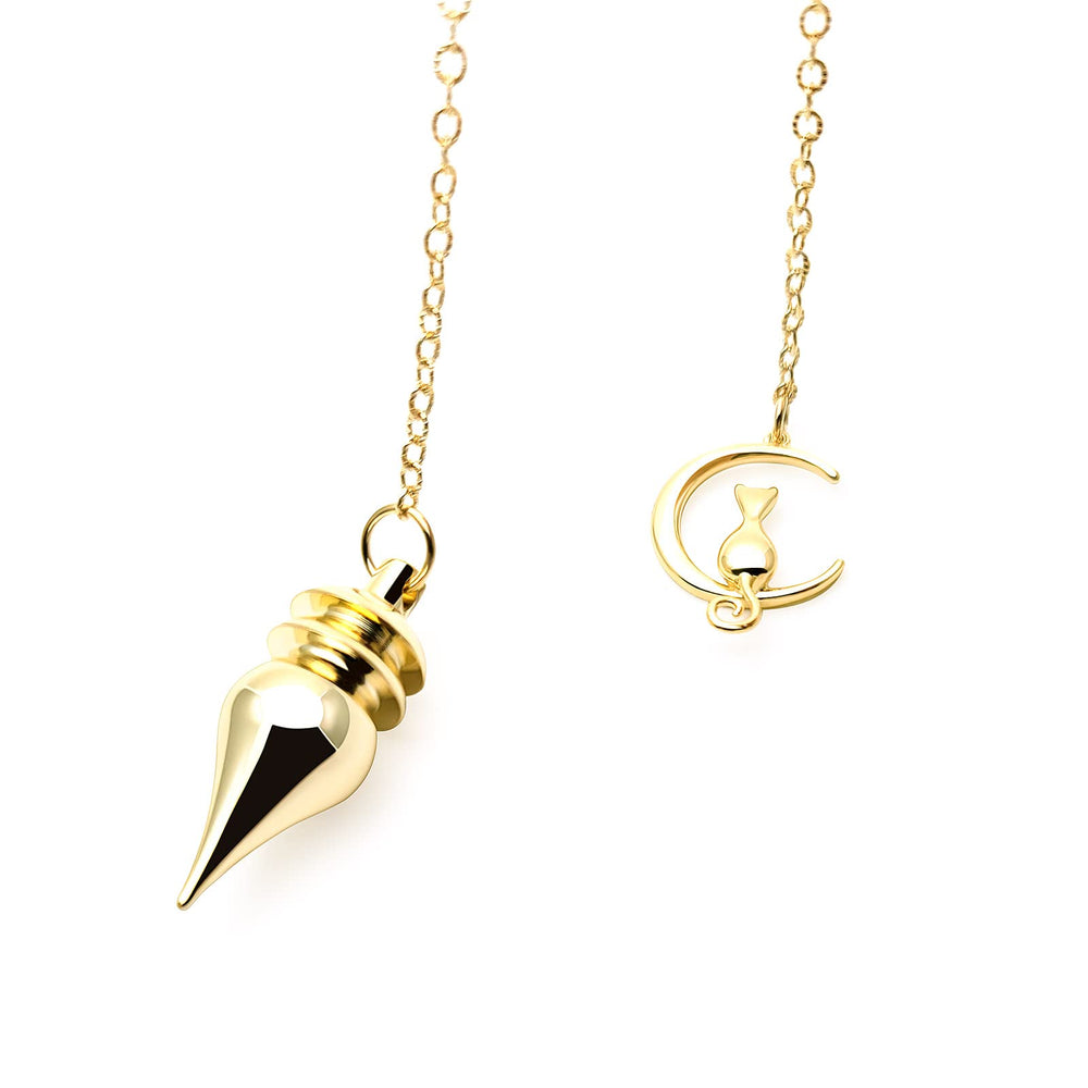 Spirit Hunter pendulum close-up shows 18K gold-plated brass surface for refined divination.