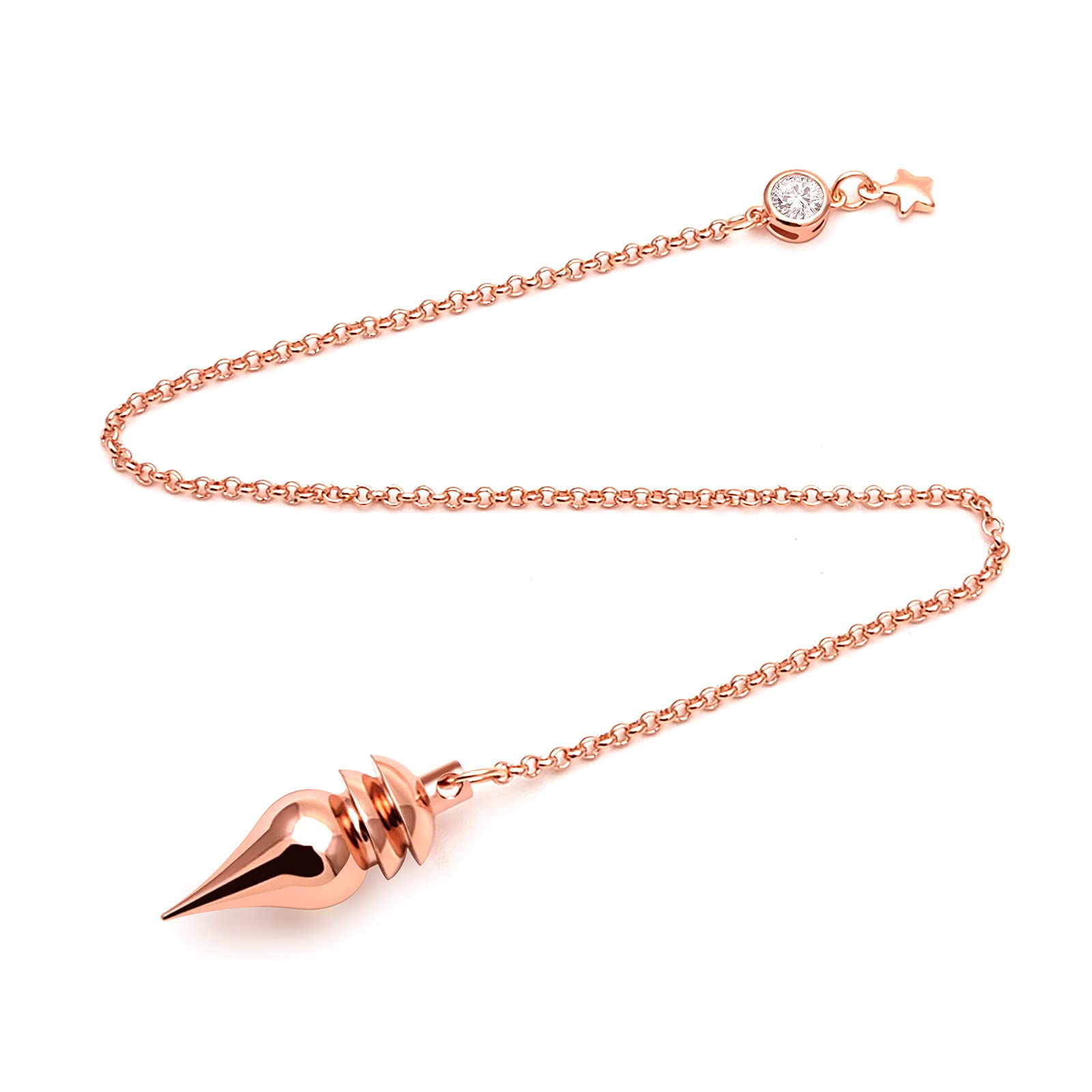 Spirit Hunter Goddess brass pendulum rose gold for dowsing and intuitive readings.