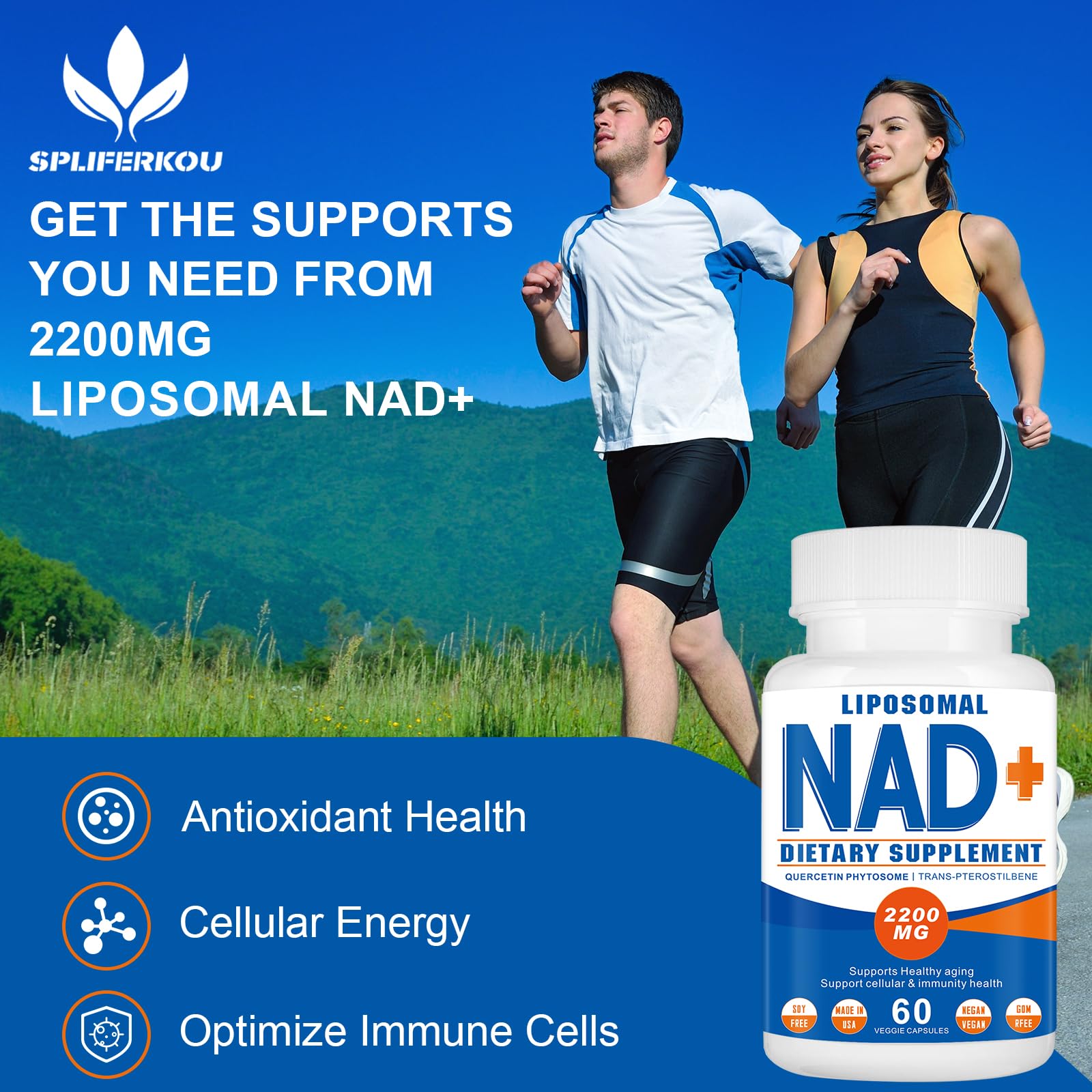 Illustration of energy boost concept with Spliferkou NAD product.