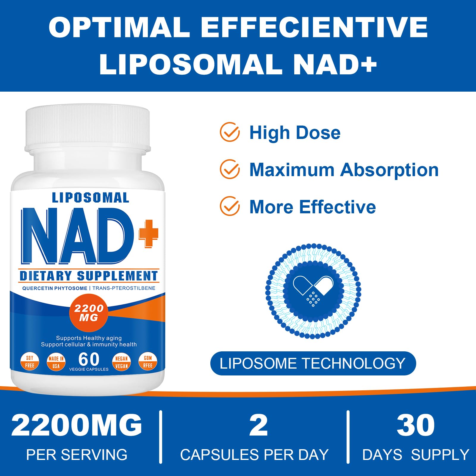 Pack shot showing 180 capsules of Spliferkou NAD supplement.