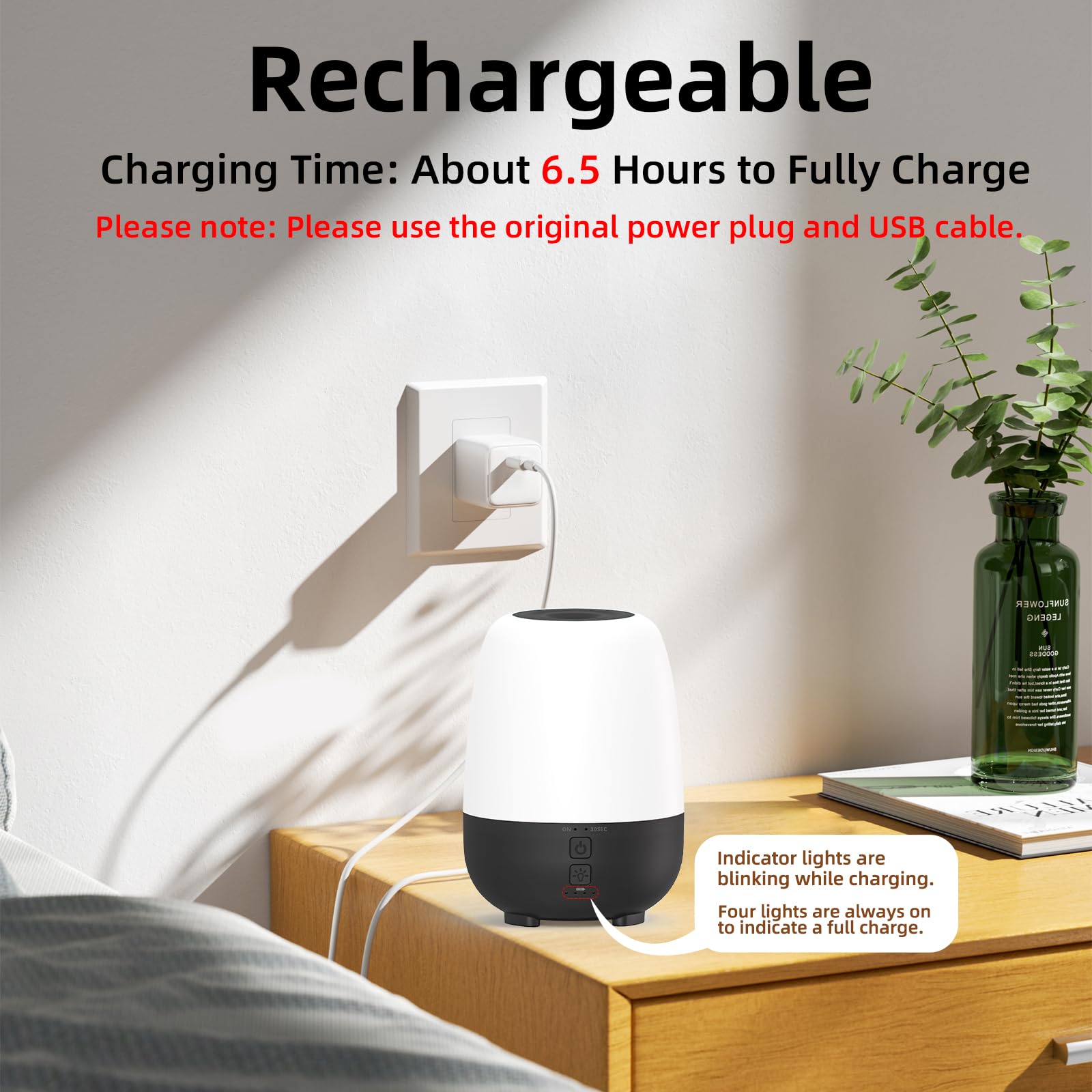 SPLITSKY diffuser charging via USB-C for quick power