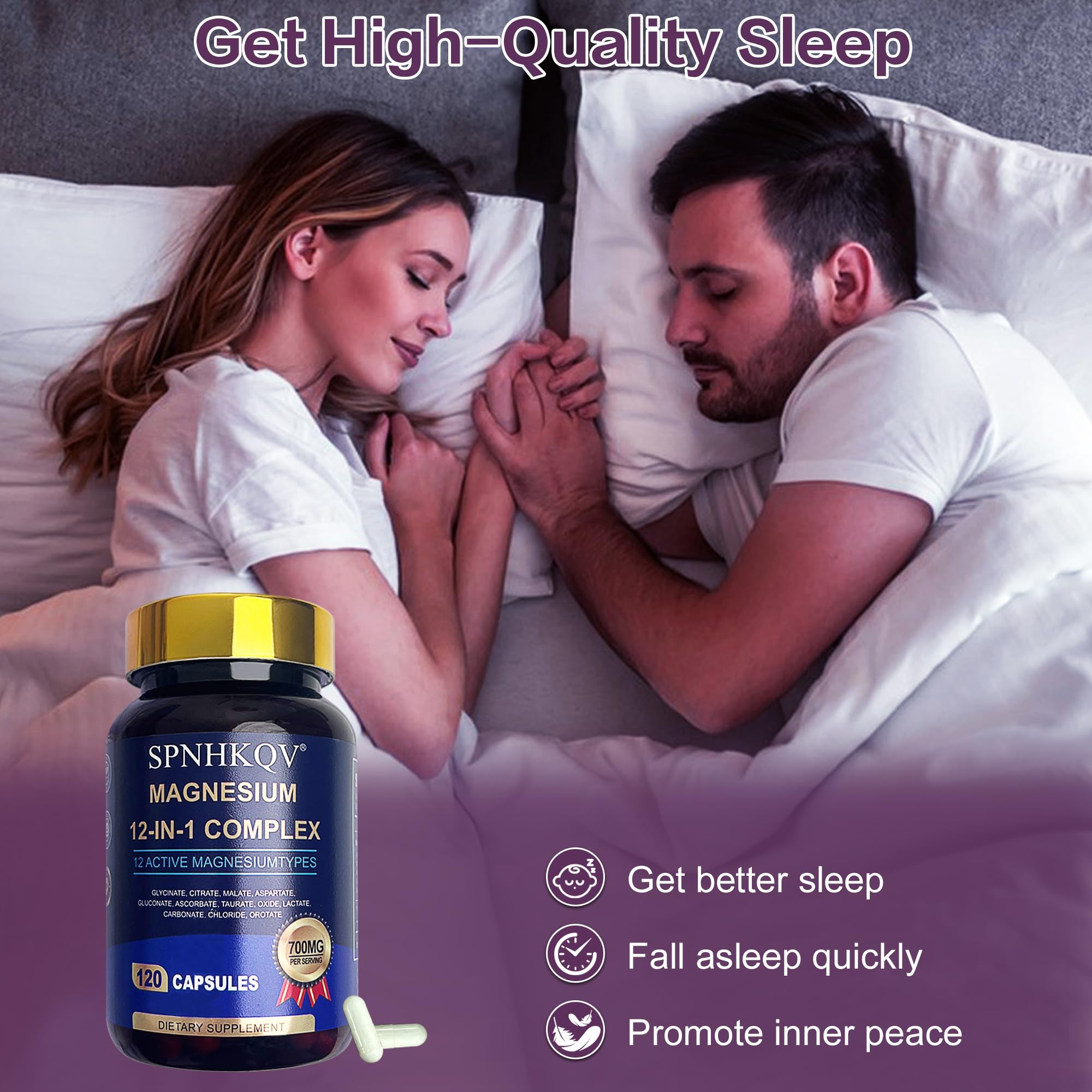 SPNHKOV Magnesium 12-in-1 capsules closeup for comfortable use