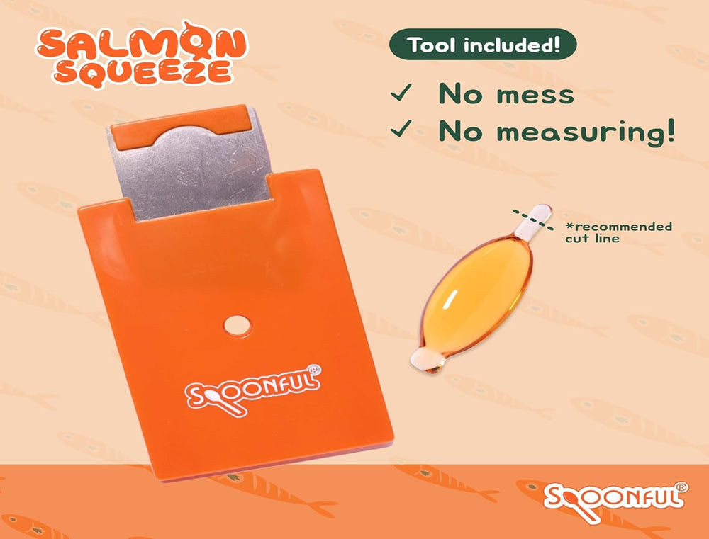 Spoonful Salmon Squeeze packaging displays USA-made quality.