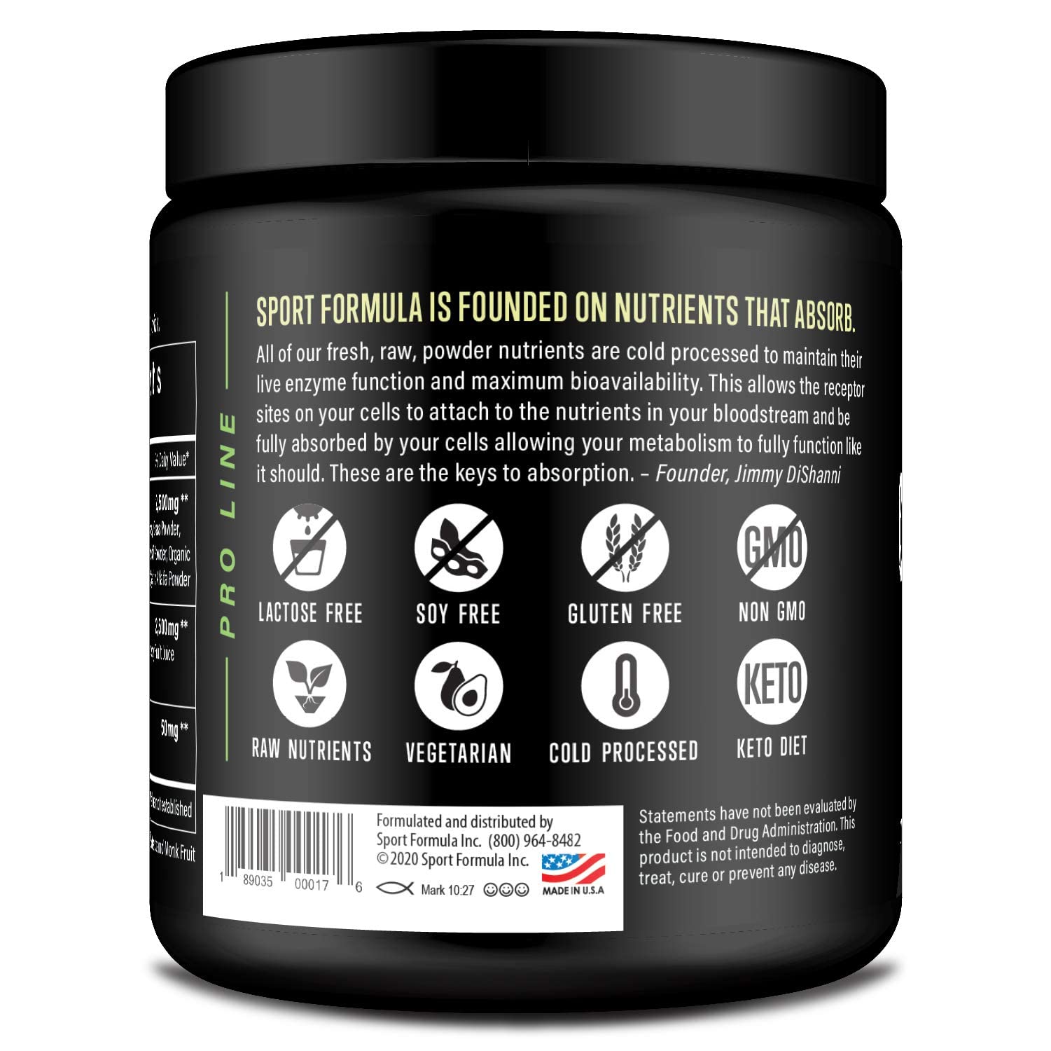 Sport Formula 99 Organic Greens powder packaging bag on pantry convenient daily greens