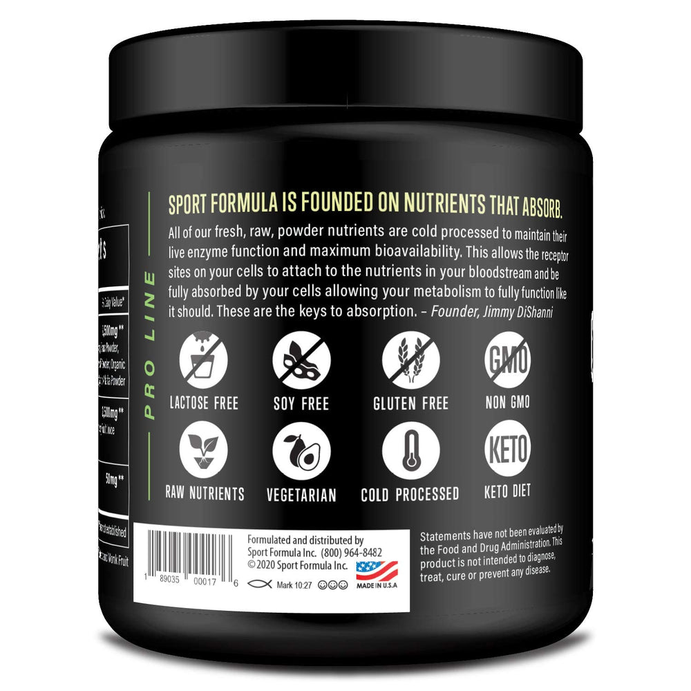 Sport Formula 99 Organic Greens powder packaging bag on pantry convenient daily greens