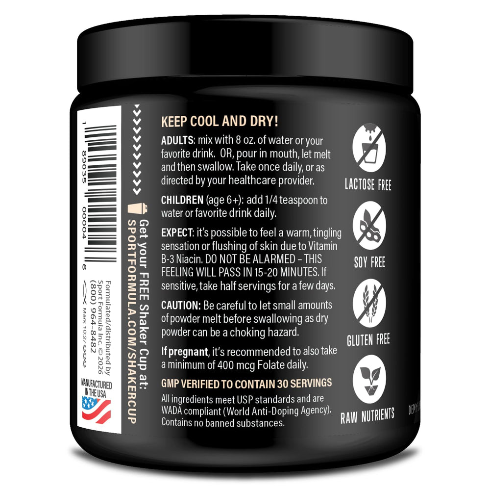 Sport Formula 99 powder dissolves under tongue for fast absorption