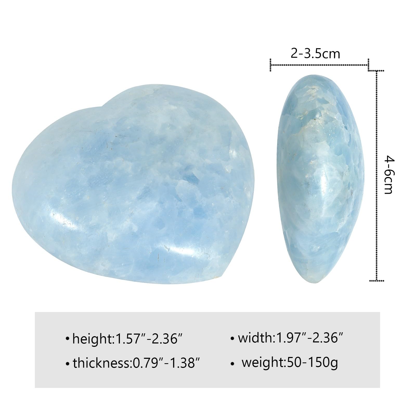 Sportmusies blue celestite heart close-up showing natural texture