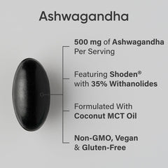 Close-up of Sports Research Ashwagandha softgels capsules and texture.