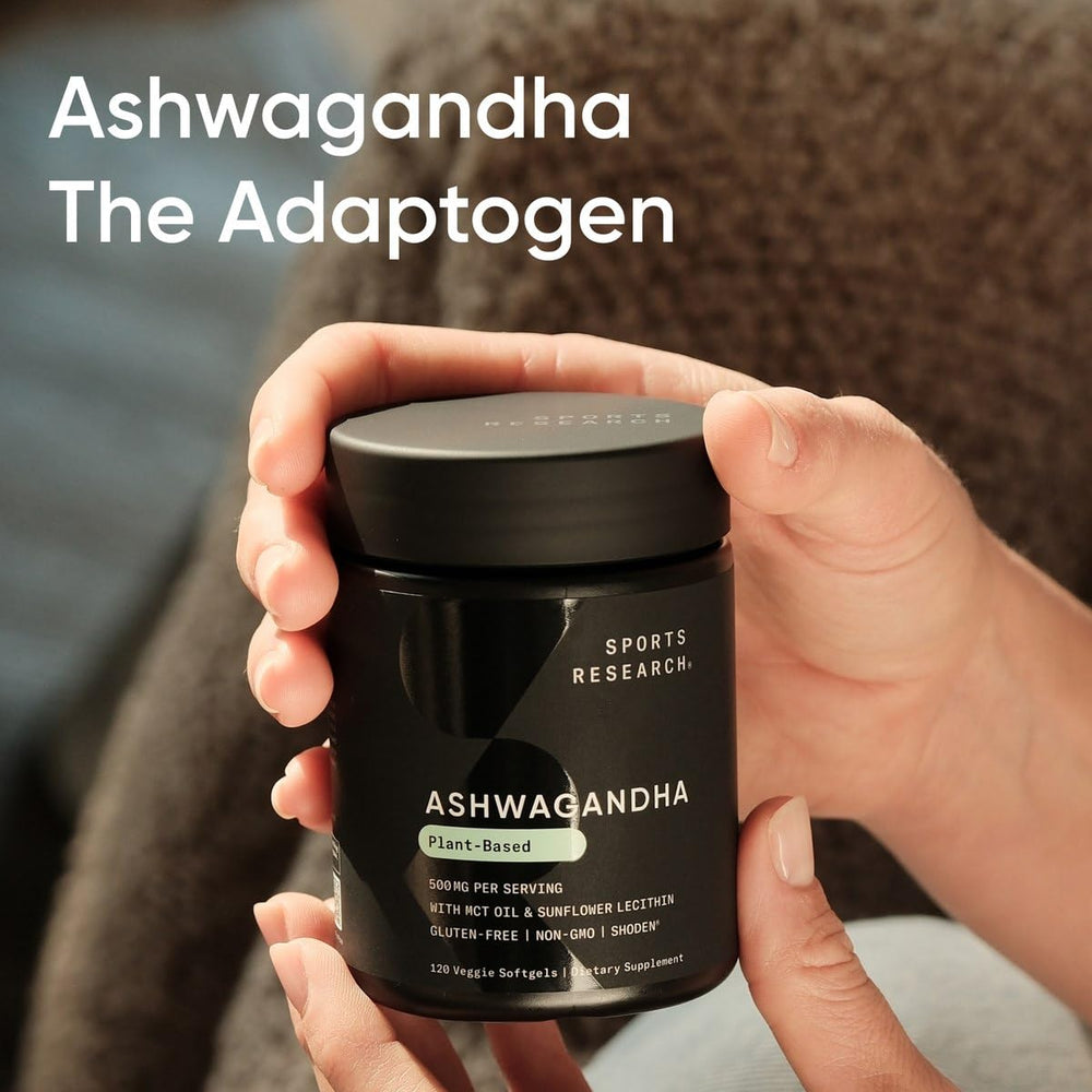 Manufactured in the USA badge on Sports Research Ashwagandha softgels