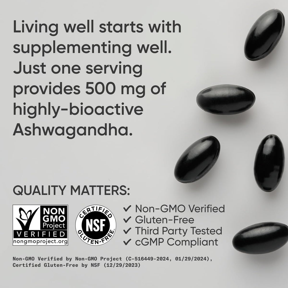 Sports Research Ashwagandha softgels packaging on table for daily use.