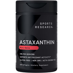 Sports Research Astaxantina en botella, antioxidante para defensa celular diaria.