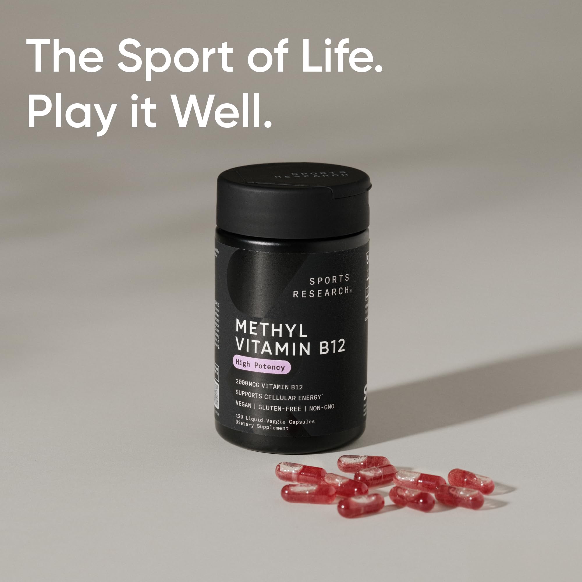 Sports Research B12 daily-use visual suggesting morning routine and sustained energy.