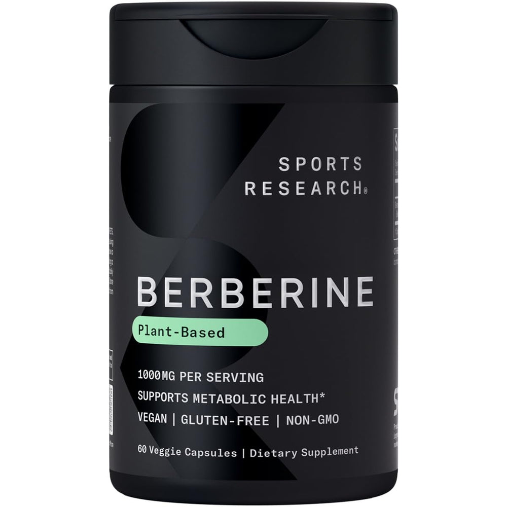 Sports Research Berberina: botella visible para apoyo metabólico diario.