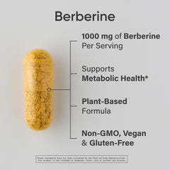 Sports Research Berberine capsules being poured highlight easy daily dosing.