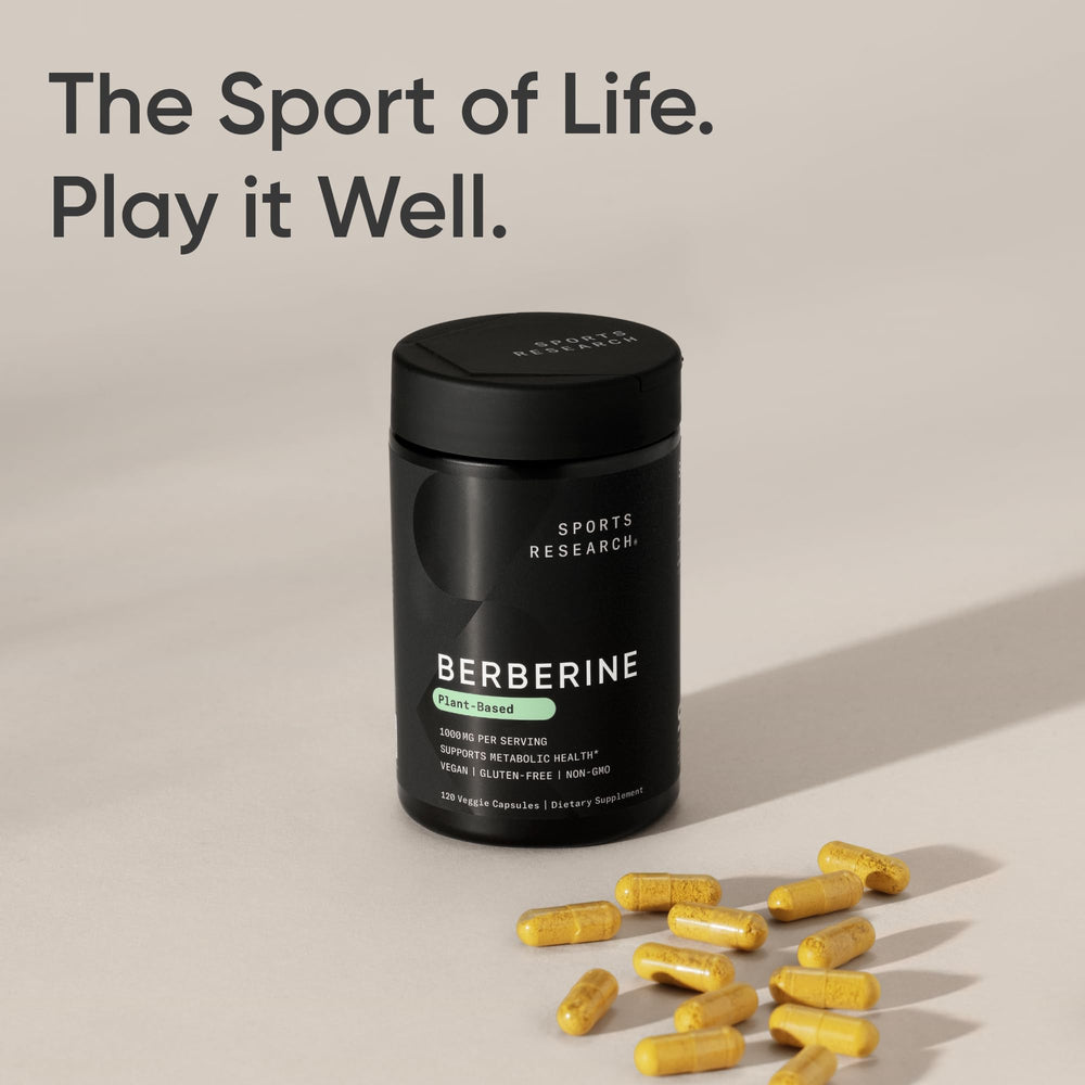Sports Research Berberine serving cue suggests pairing capsules for up to 1000 mg.