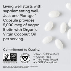 Vegan-certified Sports Research Biotin packaging on display.