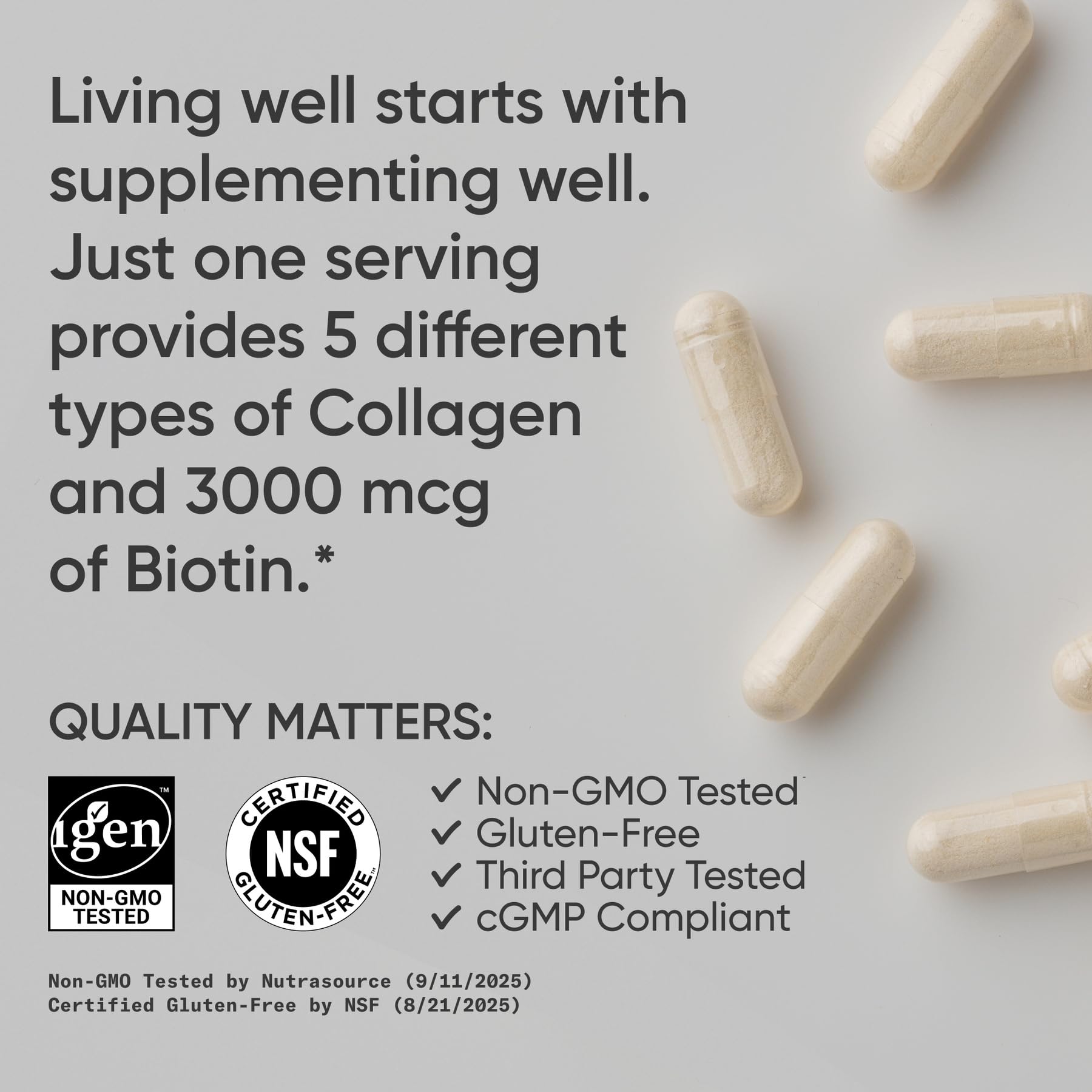 Sports Research Biotin-Infused Collagen bottle with glass conveys daily wellness routine