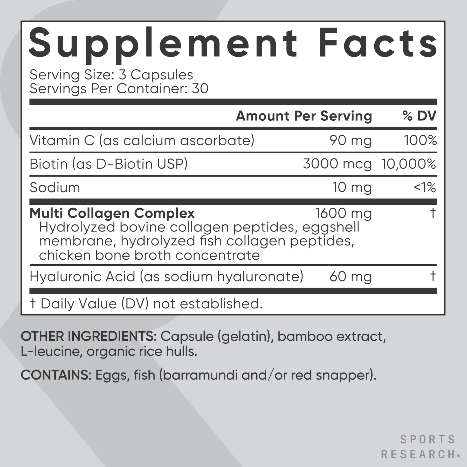 Sports Research Biotin-Infused Collagen capsules pouring demonstrates easy daily intake