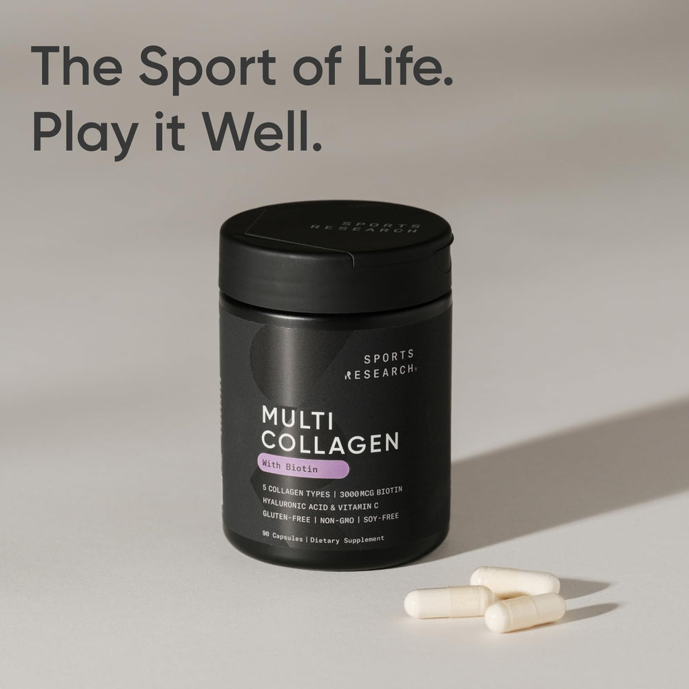 Sports Research Biotin-Infused Collagen daily routine scene emphasizes balanced wellness