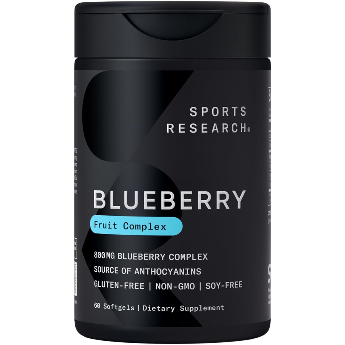Sports Research Blueberry Capsules bottle on display for easy daily fruit support.