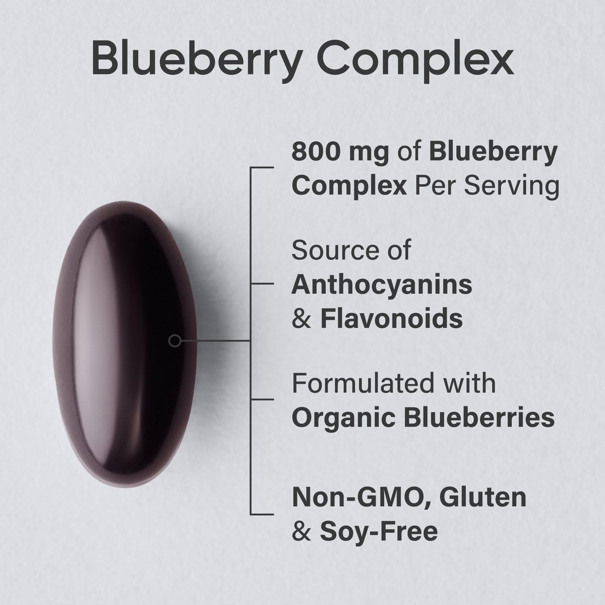 Sports Research Blueberry Capsules softgels close-up, illustrating an easy-to-swallow daily option.